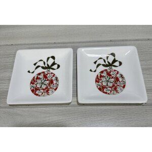 ARTISTIC ACCENTS Gold Red Ornament Trinket 5" Dish Fine Porcelain‎ (Set of 2)